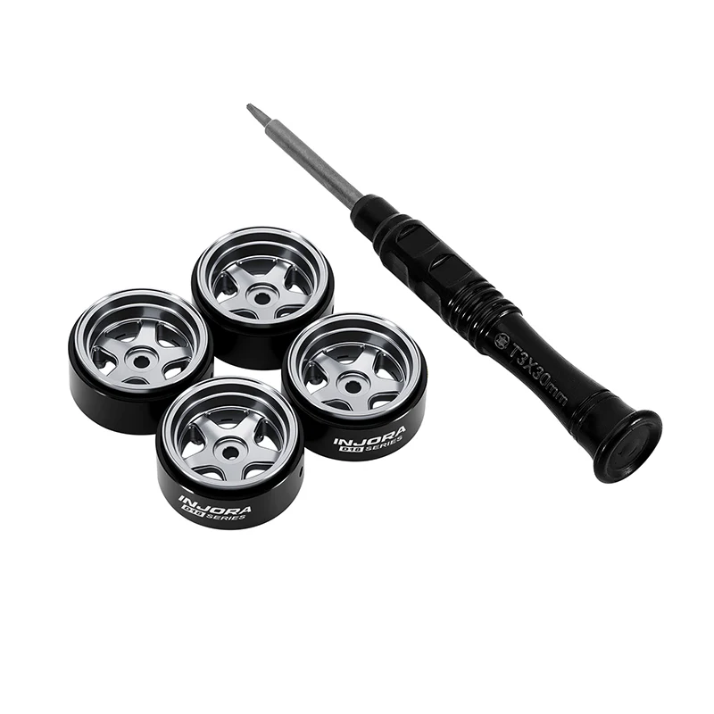 INJORA 0.7" D18 5-Spoke Aluminum Wheels for 1/30 SCX30 (W7002) - Image 14