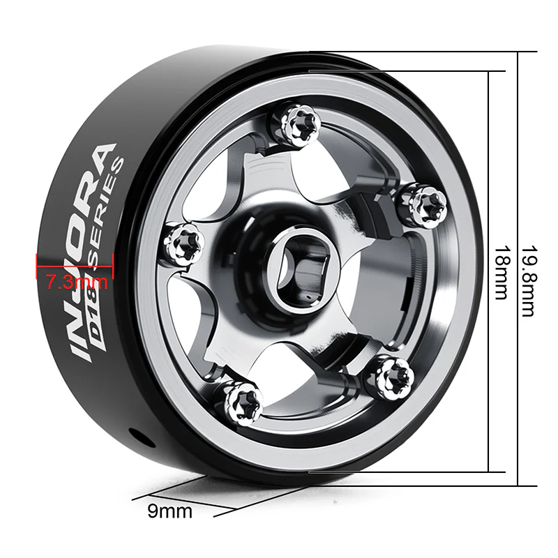 INJORA 0.7" D18 5-Spoke Aluminum Wheels for 1/30 SCX30 (W7002) - Image 15
