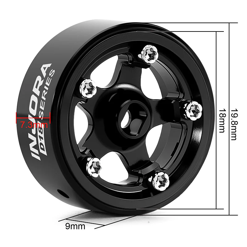 INJORA 0.7" D18 5-Spoke Aluminum Wheels for 1/30 SCX30 (W7002) - Image 5
