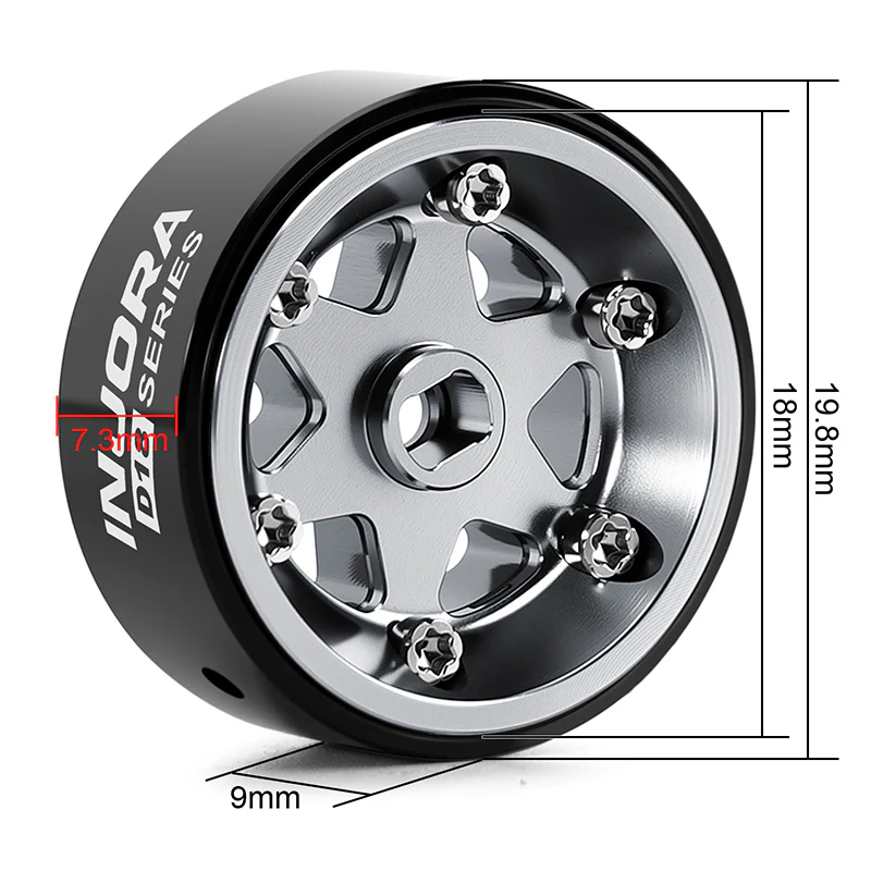 INJORA 0.7" D18 6-Spoke Aluminum Wheels for 1/30 SCX30 (W7001) - Image 14