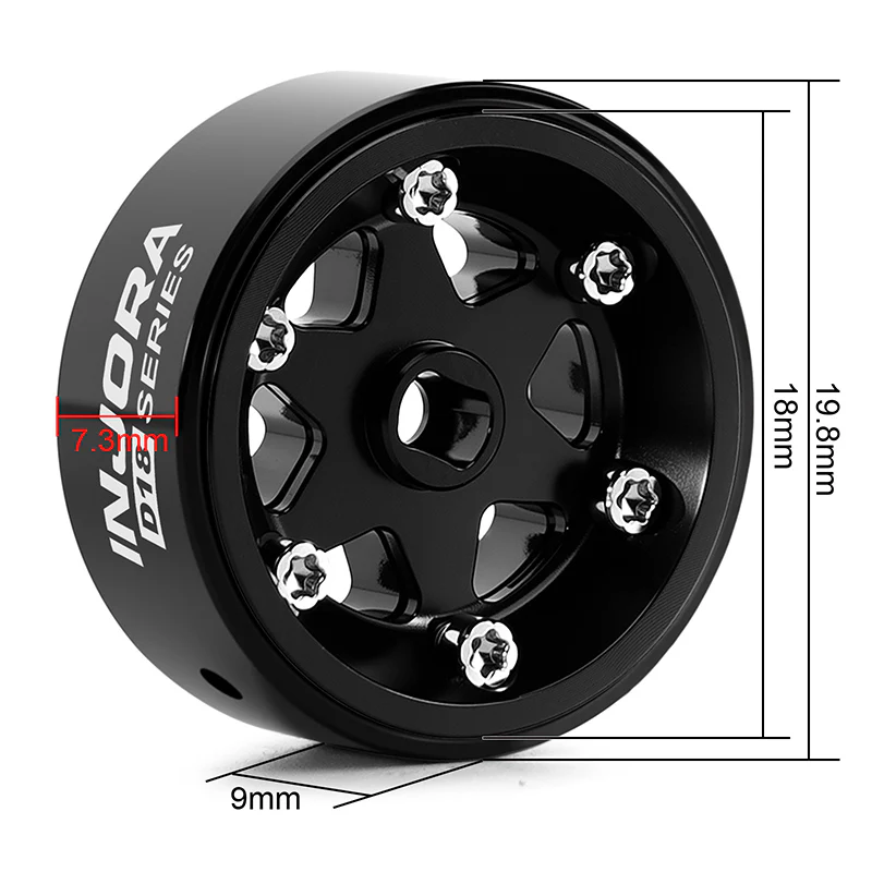 INJORA 0.7" D18 6-Spoke Aluminum Wheels for 1/30 SCX30 (W7001) - Image 5