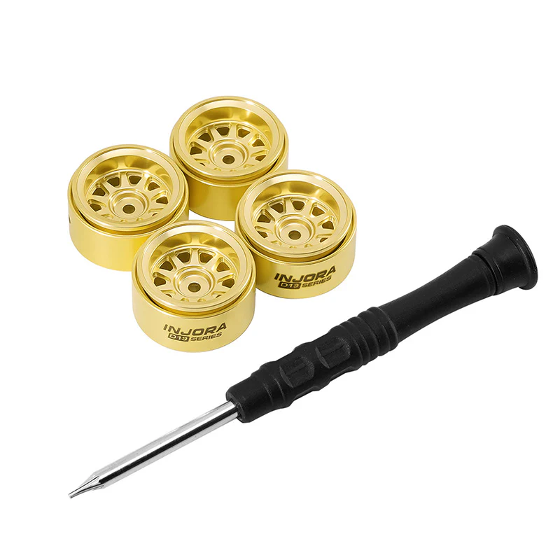 INJORA 0.7" D19 Brass Beadlock Wheels for 1/30 SCX30 (W7007) - Image 3