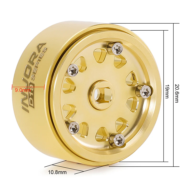 INJORA 0.7" D19 Brass Beadlock Wheels for 1/30 SCX30 (W7007) - Image 7