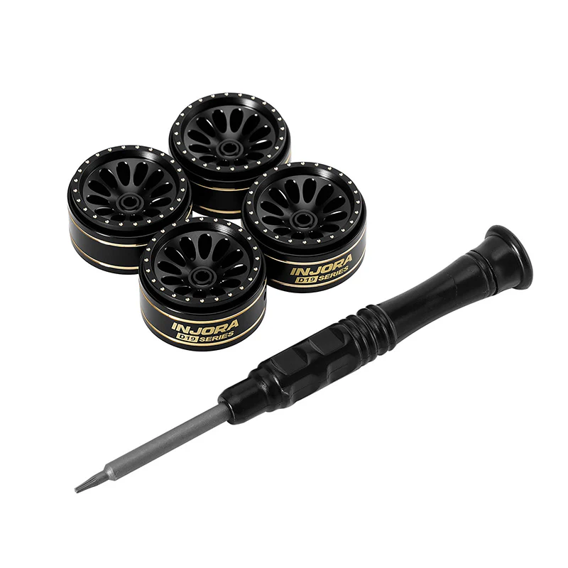 INJORA 0.7" D19 Ripple Black Brass Wheels for 1/30 SCX30 (W7005) - Image 3