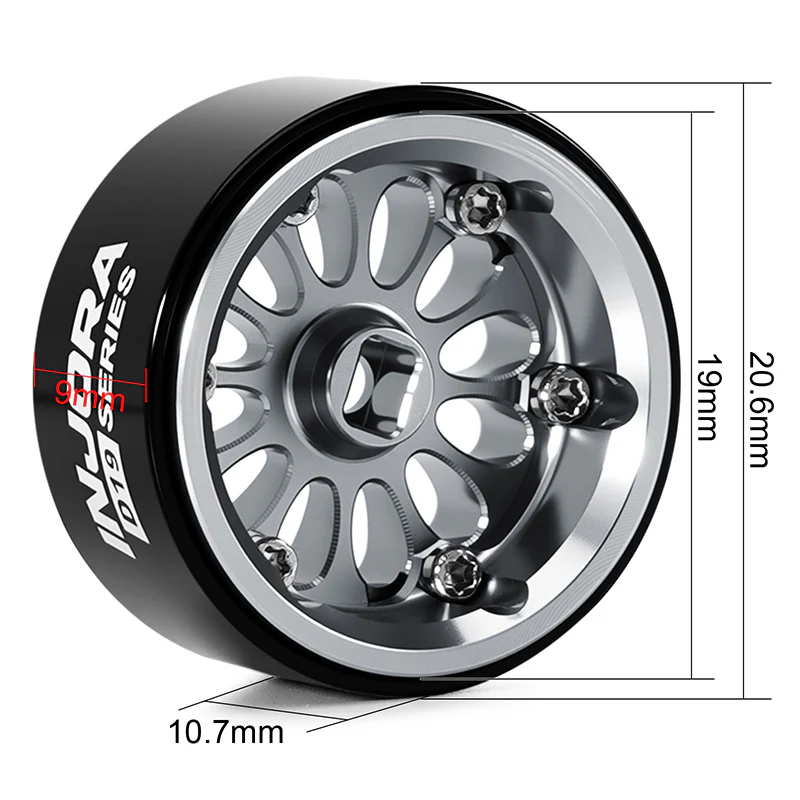 INJORA 0.7" D19 Ripple Aluminum Wheels for 1/30 SCX30 (W7005) - Image 18