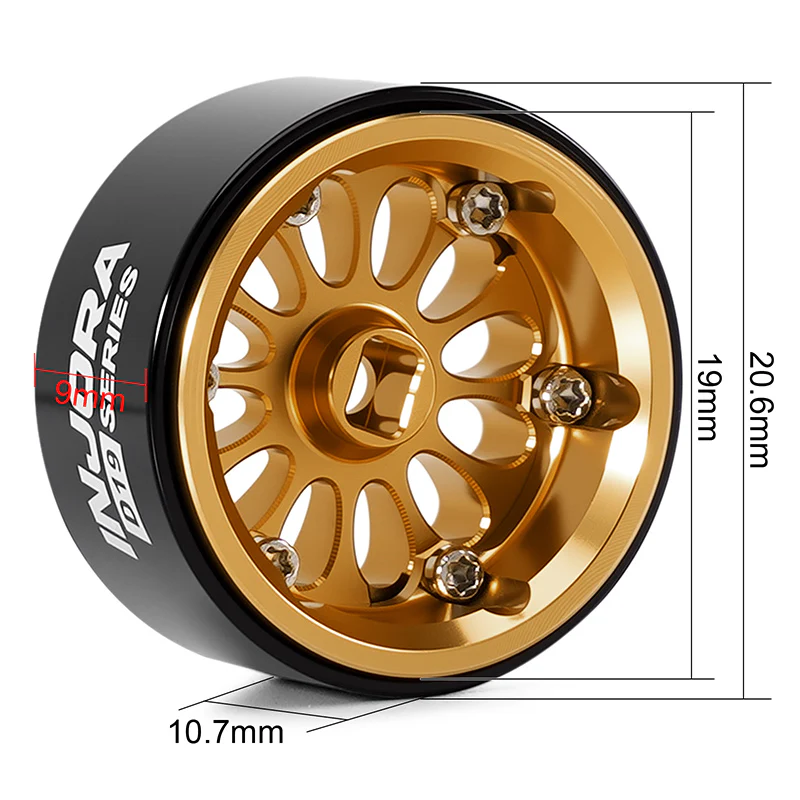 INJORA 0.7" D19 Ripple Aluminum Wheels for 1/30 SCX30 (W7005) - Image 8