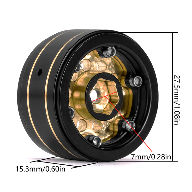 [US Warehouse] INJORA 1.0" 39g/pcs Brass Beadlock Wheels Negative Offset 2.65mm for 1/24 1/18 RC Crawlers (W1008) - Image 16