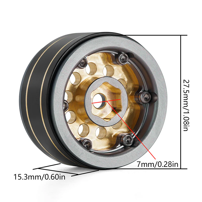 [US Warehouse] INJORA 1.0" 39g/pcs Brass Beadlock Wheels Negative Offset 2.65mm for 1/24 1/18 RC Crawlers (W1008) - Image 24