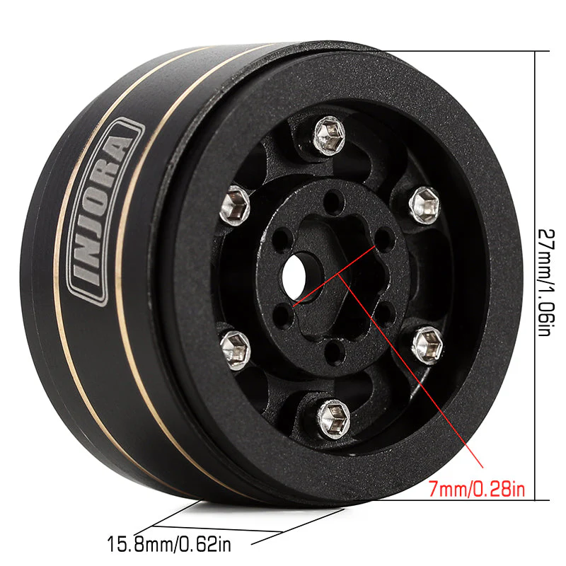 INJORA 1.0" 47g/pcs Brass -3.15mm Offset Wheels for Micro Crawlers (W1005) - Image 6