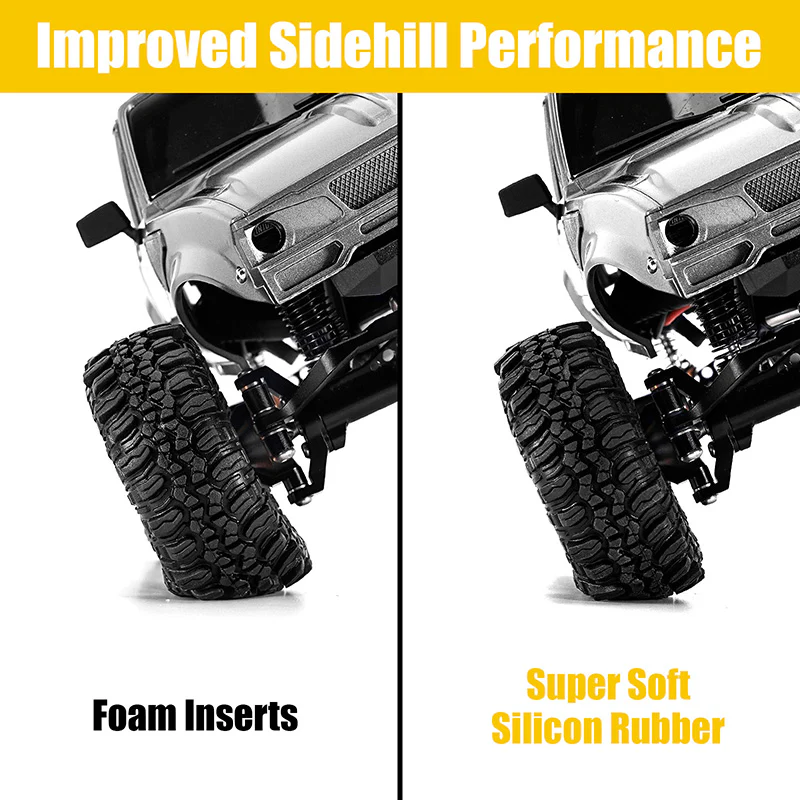 INJORA 1.0" 57*22mm Rock Terrain Tires & Silicone Rubber Inserts Combo (4) - Image 5