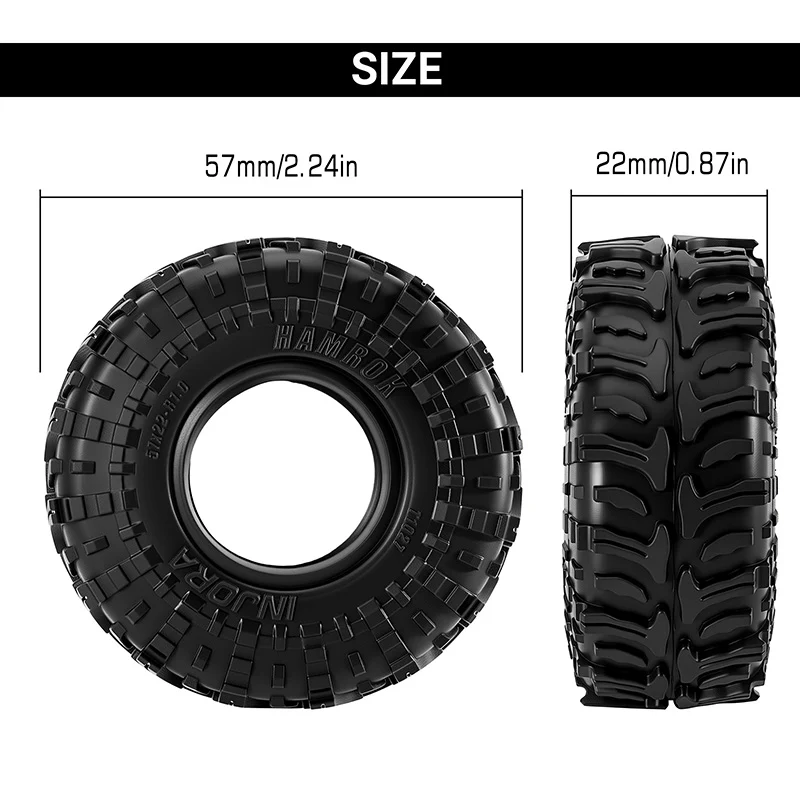 INJORA 1.0" 57*22mm HAMROK Tires (T1027) (4) - Image 4