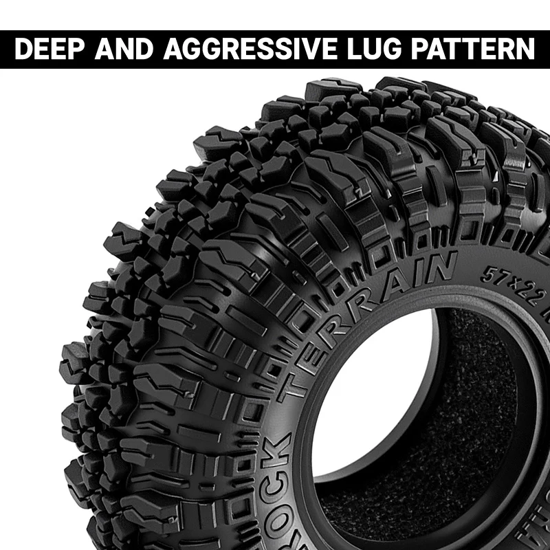 INJORA 1.0" 57*22mm Rock Terrain G2 Tires (T1005) (4) - Image 3