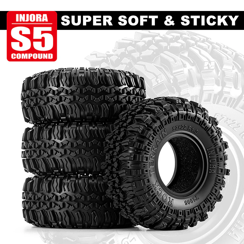 INJORA 1.0" 57*22mm Rock Terrain G2 Tires (T1005) (4) - Image 5