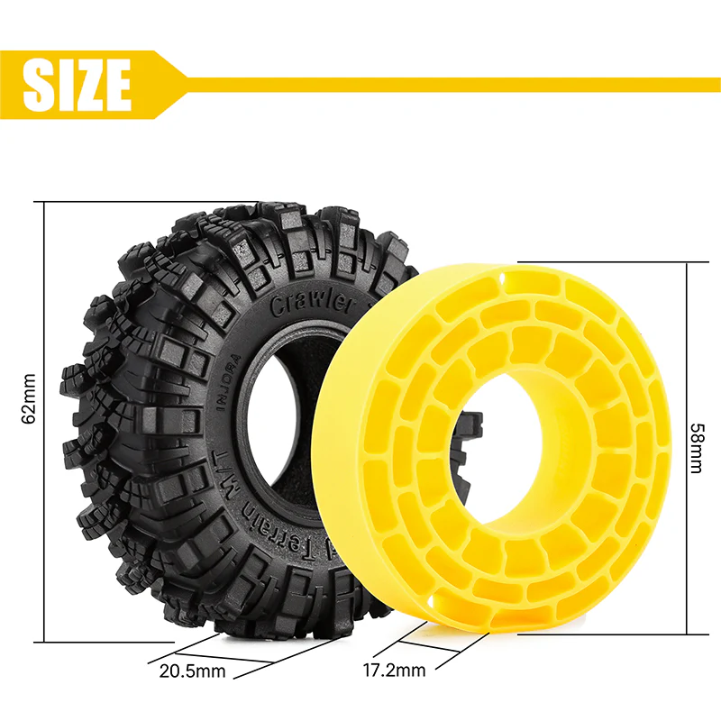 [US Warehouse] INJORA 1.0" 63*21mm Kraken Claw Tires & Inserts Combo (4) - Image 3