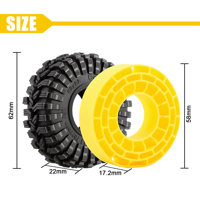 INJORA 1.0" 62*22mm King Trekker Tires & Inserts Combo (4) - Image 5