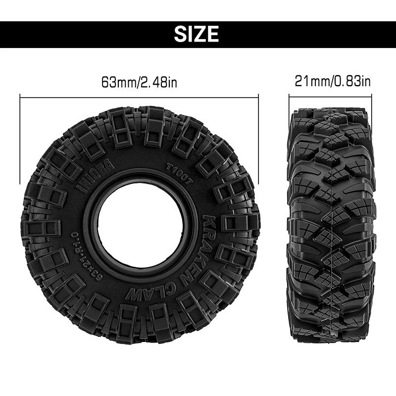 INJORA 1.0" 63*21mm Kraken Claw G2 Tires (T1007) (4) - Image 4