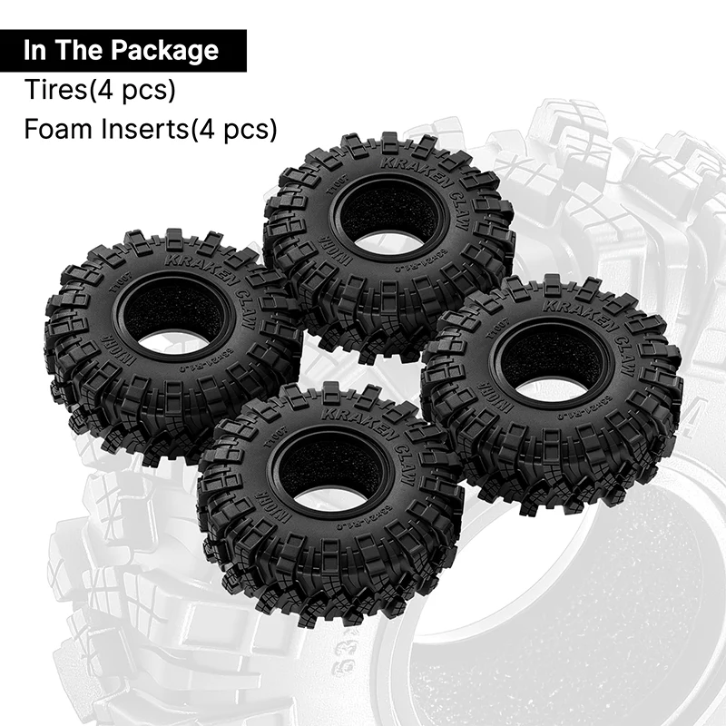 INJORA 1.0" 63*21mm Kraken Claw G2 Tires (T1007) (4) - Image 6