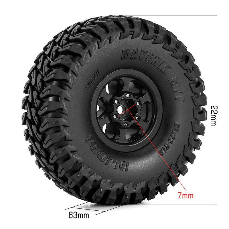 INJORA 1.0" 63*22mm -4.7mm Offset Brass Wheels Set for Micro Crawlers (4) - Image 4