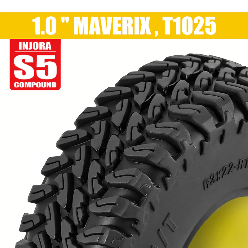 INJORA 1.0" 63*22mm MAVERIX M/T Tires & Inserts Combo (4) - Image 3