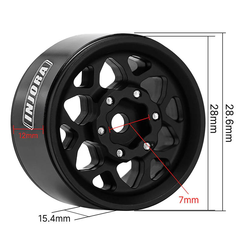 INJORA 1.0" Aluminum -4.7mm Offset Wheels for Micro Crawlers (W1013) - Image 3