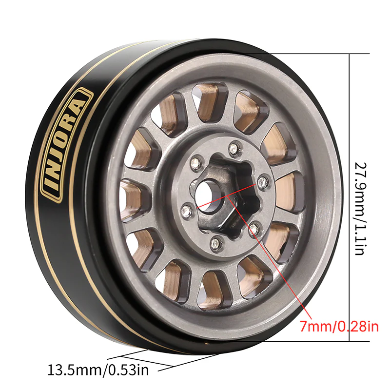 INJORA 1.0 Plus Brass -3.75mm Offset Wheels for Micro Crawlers (W1101) - Image 12