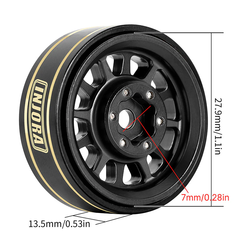 INJORA 1.0 Plus Brass -3.75mm Offset Wheels for Micro Crawlers (W1101) - Image 5