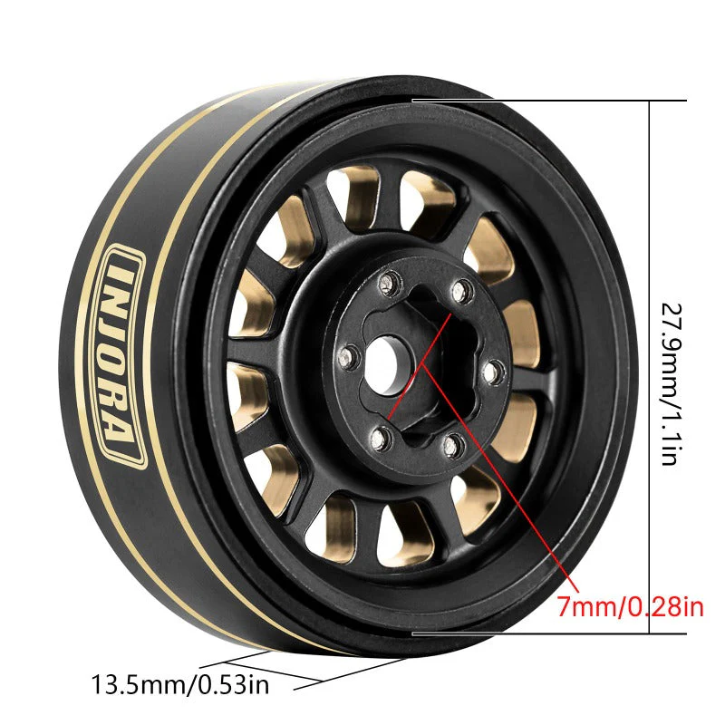 [Germany Clearance Deal] INJORA 1.0 Plus Brass -3.75mm Offset Wheels for Micro Crawlers (W1101) - Image 4