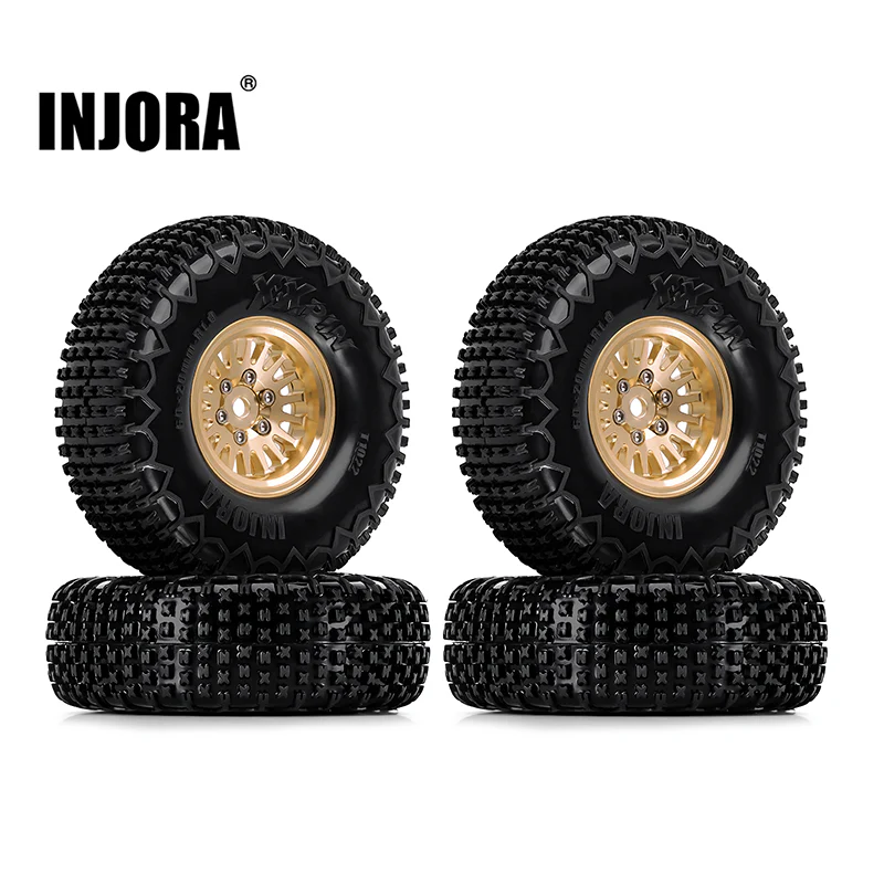 [US Warehouse] INJORA 1.0 XHX Pin Tires with 1.0 Plus Brass Beadlock Wheels Combo for 1/18 1/24 RC Crawlers