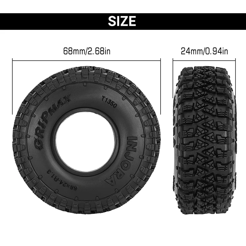 INJORA 1.3" 68*24mm Gripmax S4 Tires (T1350) (4) - Image 4