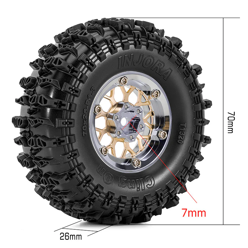 INJORA 1.3" 70*26mm -4.05mm Offset ModuWheel Set for Micro Crawlers - Image 3