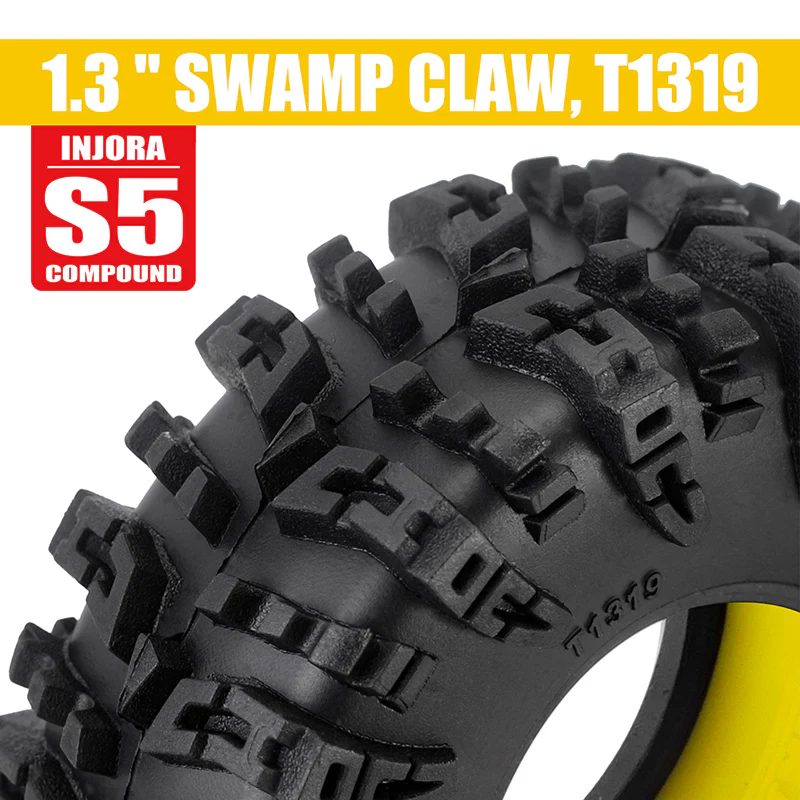 INJORA 1.3" 70*27mm Swamp Claw Tires & Inserts Combo (4) - Image 3