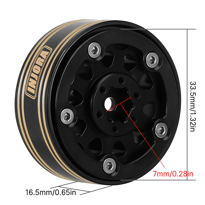 [Germany Clearance Deal] INJORA 1.3" 81g/pcs Super Heavy Brass -5.25mm Offset Wheels for Micro Crawlers (W1305) - Image 4