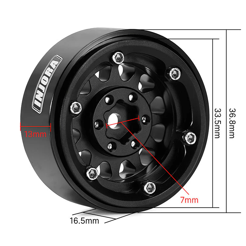 INJORA 1.3" Aluminium 0mm Offset Wheels for Micro Crawlers (W1311) - Image 27