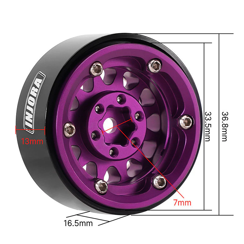 INJORA 1.3" Aluminium 0mm Offset Wheels for Micro Crawlers (W1311) - Image 41
