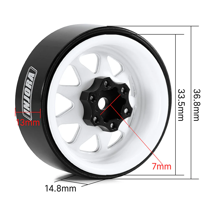 INJORA 1.3" Stamped Steel -4.05mm Offset Wheels for Micro Crawlers (W1312) - Image 12