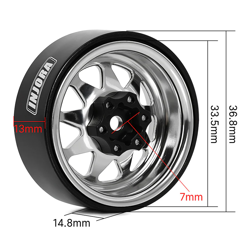 INJORA 1.3" Stamped Steel -4.05mm Offset Wheels for Micro Crawlers (W1312) - Image 18
