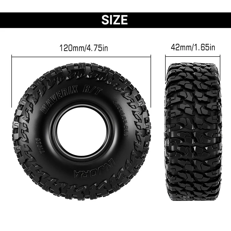 INJORA 1.9" (120*42mm 4.75" OD) MAVERIX S5 R/T Tires (T1925) (4) - Image 4
