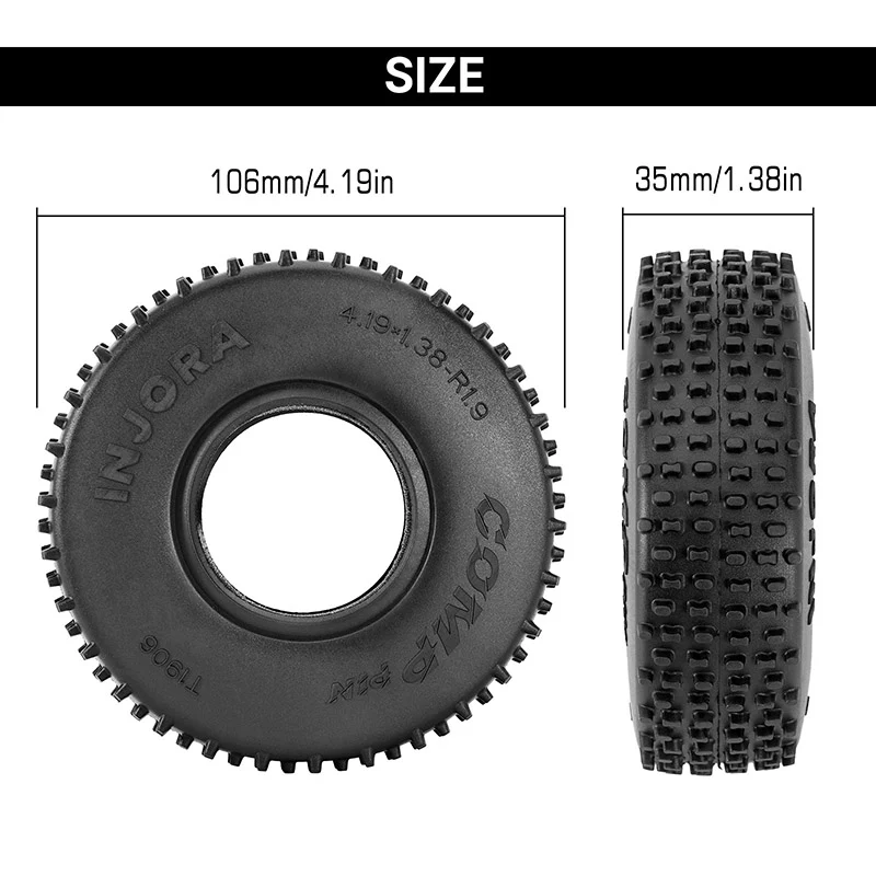 [Clearance Sale] INJORA 1.9" (106*35mm 4.19" OD) Comp Pin S4 Tires (T1906) (4) - Image 4