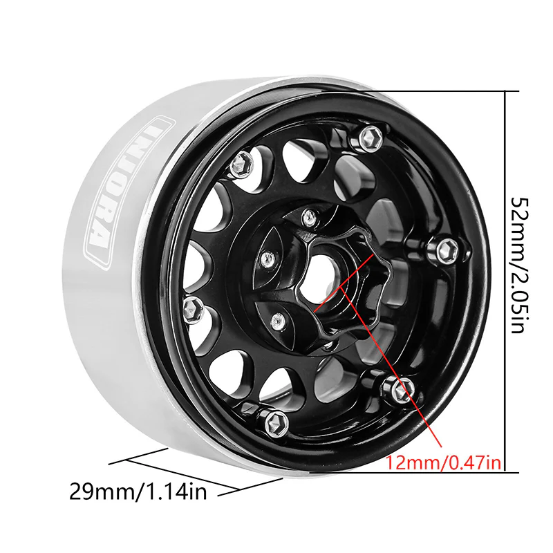 INJORA 1.9" Deep Dish -10.4mm Offset Wheels for 1/10 RC Crawlers (W1949) - Image 10