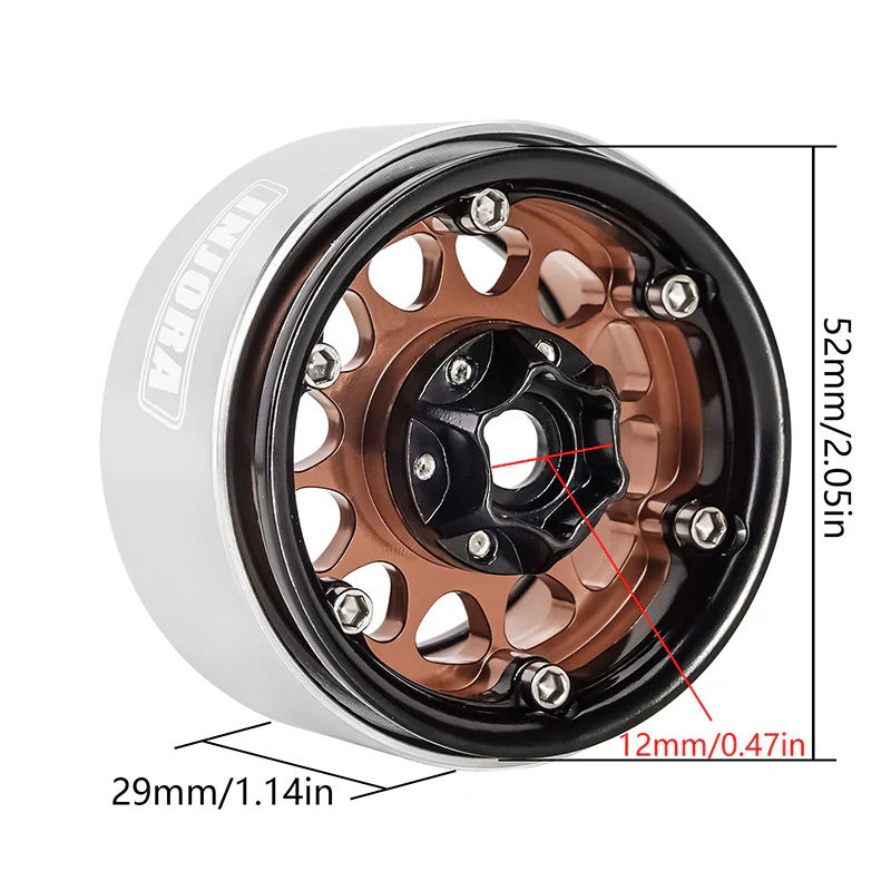 INJORA 1.9" Deep Dish -10.4mm Offset Wheels for 1/10 RC Crawlers (W1949) - Image 18