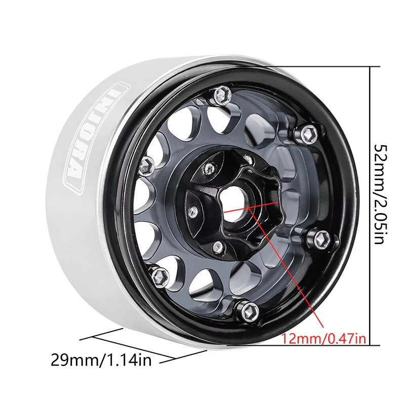 INJORA 1.9" Deep Dish -10.4mm Offset Wheels for 1/10 RC Crawlers (W1949) - Image 6