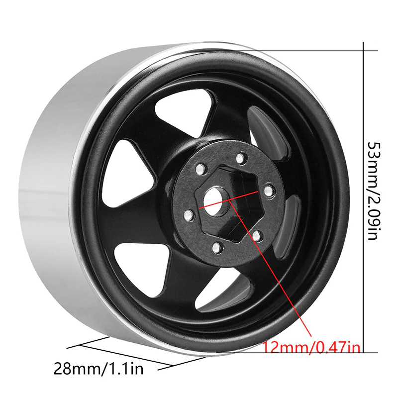 INJORA 1.9" Deep Dish Stamped -8.9mm Offset Wheels for 1/10 RC Crawlers (W1948) - Image 5