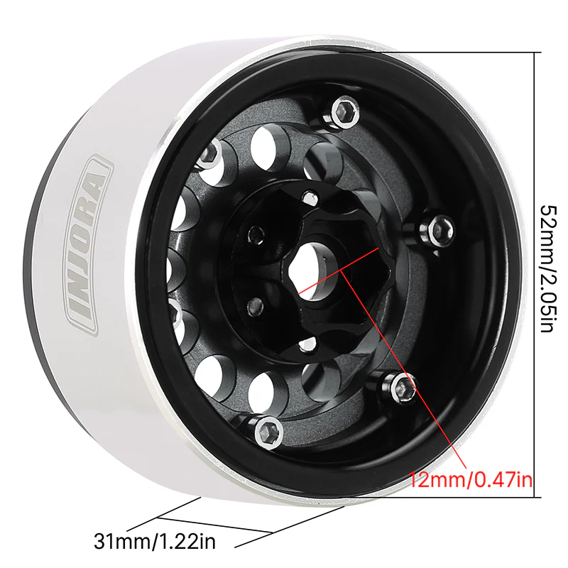 INJORA 1.9" Super Heavy Brass -10mm Offset Wheels for 1/10 RC Crawlers (W1957) - Image 19