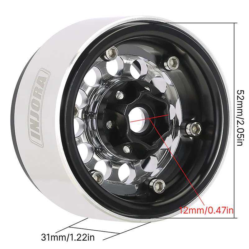 INJORA 1.9" Super Heavy Brass -10mm Offset Wheels for 1/10 RC Crawlers (W1957) - Image 25