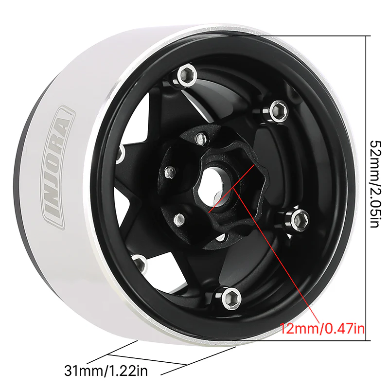 INJORA 1.9" Super Heavy Brass -10mm Offset Wheels for 1/10 RC Crawlers (W1958) - Image 14