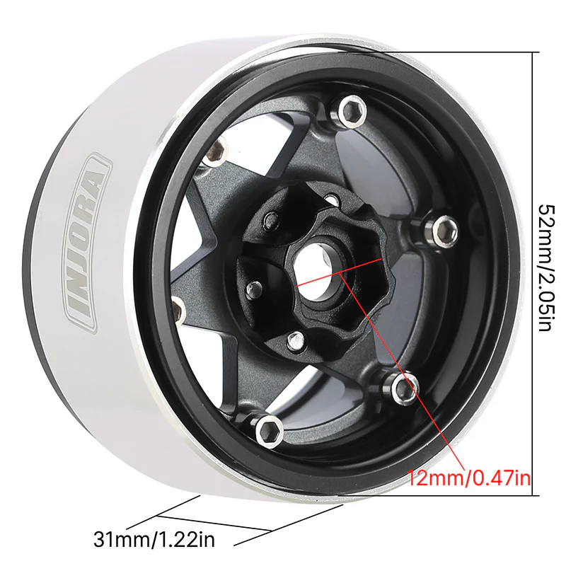 INJORA 1.9" Super Heavy Brass -10mm Offset Wheels for 1/10 RC Crawlers (W1958) - Image 21