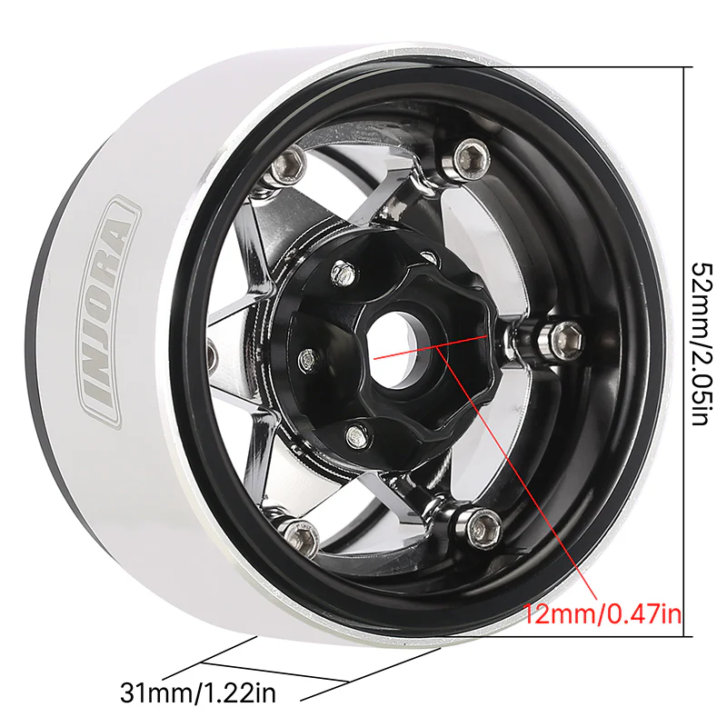 INJORA 1.9" Super Heavy Brass -10mm Offset Wheels for 1/10 RC Crawlers (W1958) - Image 28