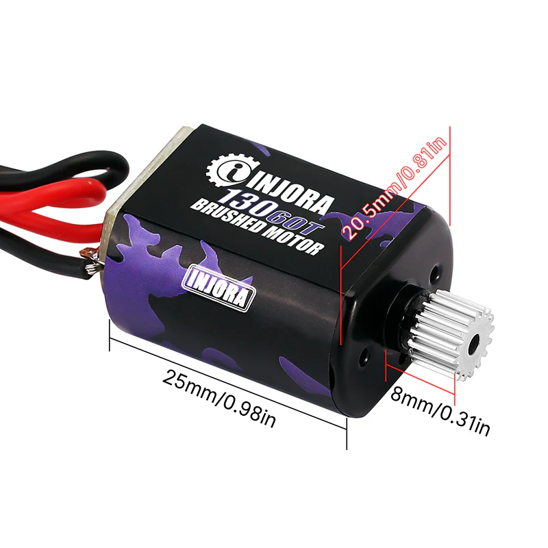 INJORA 130 Brushed Motor 60T 80T with Stainless Steel Pinion for FMS FCX24 FCX18 (INM12) - Image 6
