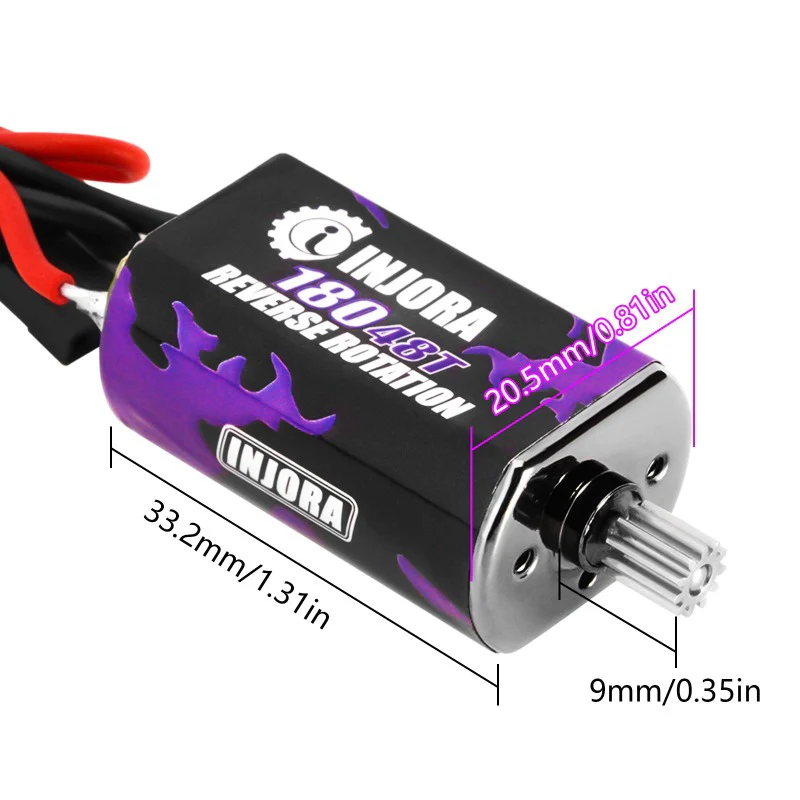 INJORA 180 PRO Brushed 48T Purple Motor with Steel Pinion for 1/18 TRX4M (INM11-48T) - Image 5