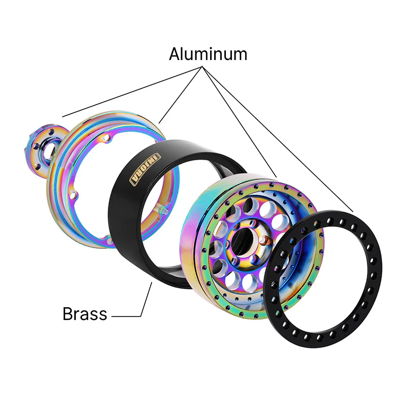 INJORA 2.2" Super Heavy Brass -10mm Offset Wheels for 1/10 RC Crawlers (W2257) - Image 3